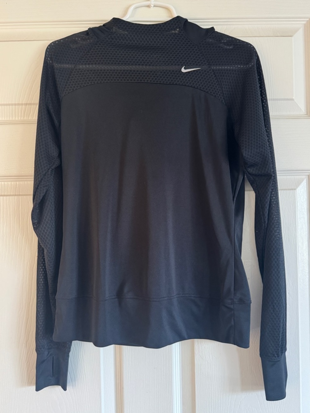 Nike Black Long Sleeve Mesh-Panel Training Top